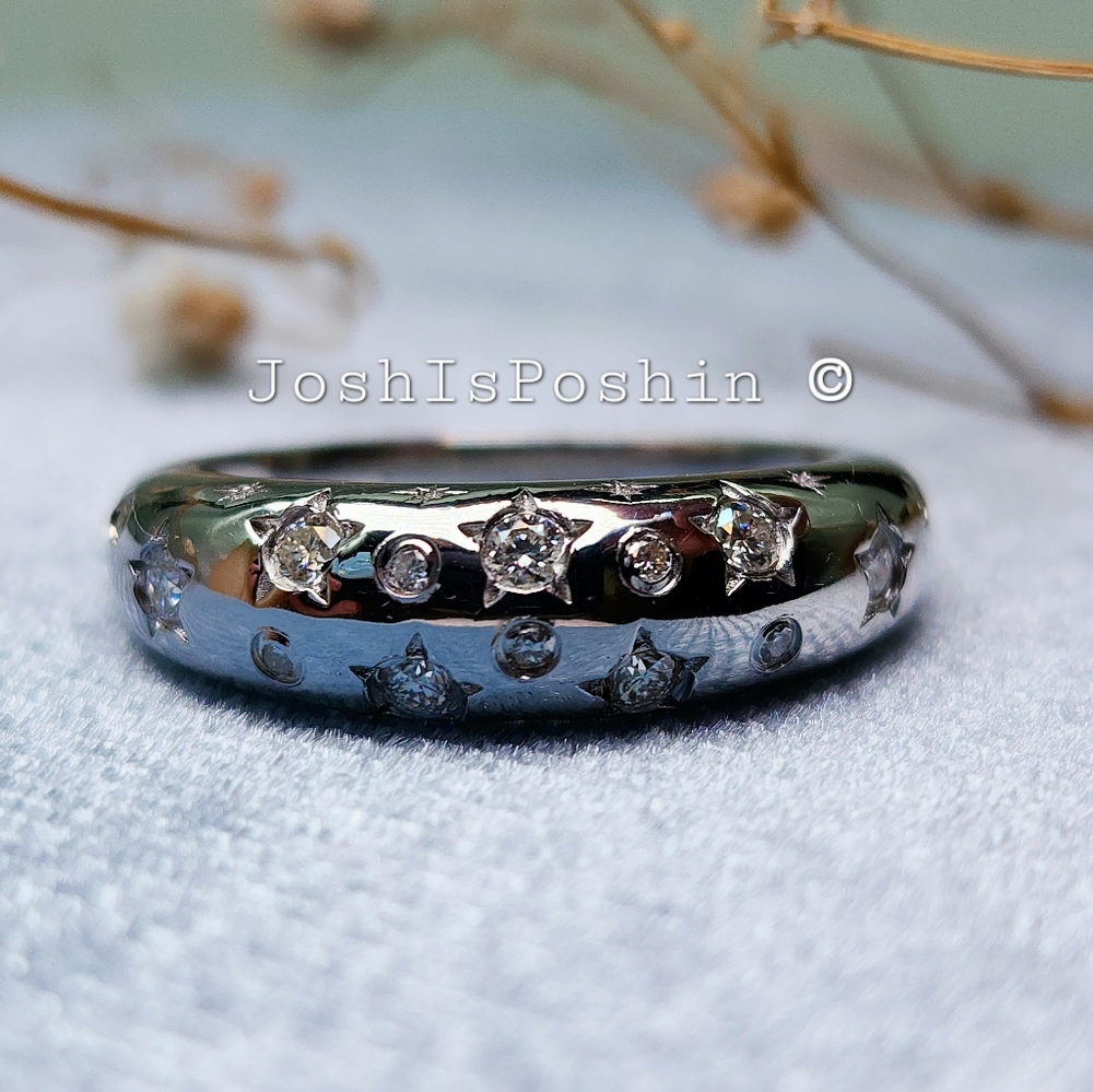 0.21CTW Moissanite Cosmic Star Ring In Sterling Silver